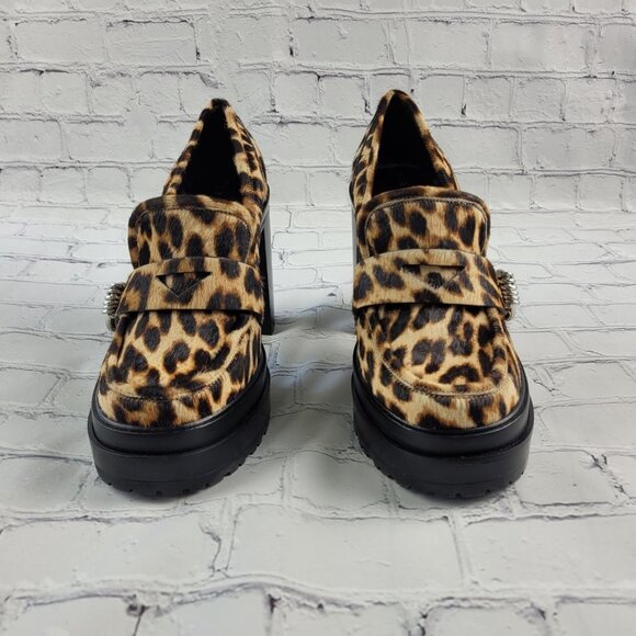 NWOB Gianni Bini Maxxwelle Leopard Print Faux Calf Hair Platform Loafers - Picture 5 of 12